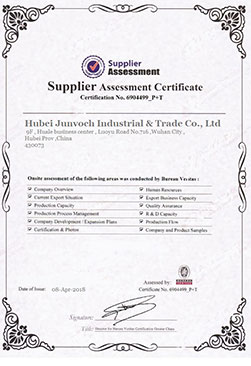 supplier assessment certificate